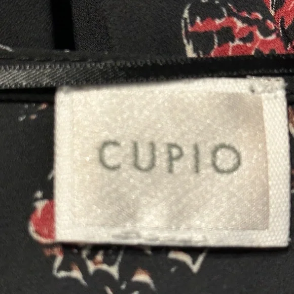 Cupio Black Butterfly Print Long Sleeve Ruffle Hem Blouse Size M - Picture 4 of 5